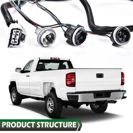 GRAND ORANGE Tail Light Lamp Wiring Harness Left Side Compatible with 08-13 Chevy Silverado Pickup Truck/Fit GMC Sierra 3500 HD 2007-2014 15824514 25906854 645-930