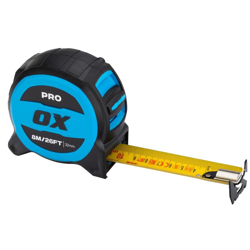 OX Pro 8m/26ft Tuff Blade Tape Measure Magnetic Dual Hook