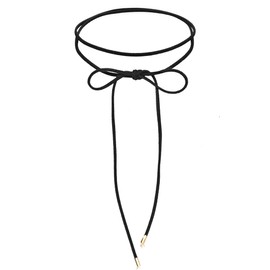 Elli Women's Choker Necklace Bow Trend Blogger with Suede Black in 925 Sterling Silver, Sterling Silver, None