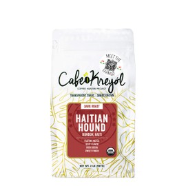 Cafe Kreyol Organic Haitian Hound | 2 lb - Haitian Blue Dark Roast Coffee - Whole Bean Coffee, is Smooth Low Acid and Bold, Deep Notes of Chocolate with a Sweet Finish