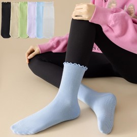 ANIDL 4 Pairs Ruffle Yoga Socks for Women,Cute Frilly Non-Slip Grips Socks for Pilates,Fitness,Hospital,Pregnant, Color-01-black Purple Green Skin Tone, One Size