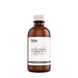 HEBBE - Aceite Esencial de Árbol de Té 50 ml | Aceite Orgánico de Árbol de Té | Aromaterapia | Uso en Spa | Masaje | Corporal | Contenido 50 ml