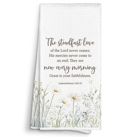 Sviojuce Floral Flower Christian Scripture The Steadfast Love of Lord Kitchen Towels Decorative 16x24, Bible Verse Numbers 6:24-26 Dish Towel Cloths Tea Towel, Religious Bathroom Hand Towel Decor