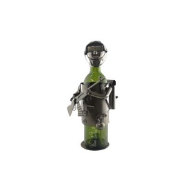 WINE BODIES Army Soilder Metal Wine Bottle Holder, Charcoal