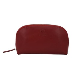 GERMANUS Helge Cosmetic Bag Genuine Leather Toiletry Bag Wash Bag Makeup Bag Clutch Red, red, Contemporary