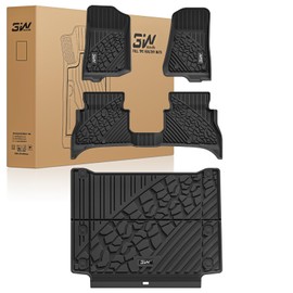 3W Floor Mats & Cargo Liner Custom Fit for Jeep Wrangler 4XE 2021-2025 2026 (Non JL/JK), All Weather TPE Rubber Heavy Duty Car Liner Trunk Mat Wrangler 4XE Accessories (Hybrid & 4 Door with Subwoofer)