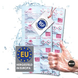 LevinQ Water Purification Tablets [Pack of 20] *NSF Tested * 100% GermFree Drinking Water 25 Litres / Tablet + Gloves PE | Water Purification Tablets for Crisis Prevention Outdoor, Emergency, Camping,