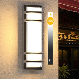 Sytmhoe Outdoor Wall Sconces,16in 10%-100% Dimming LED Dimmable Modern Porch & Patio Wall Light Fixture,Black Exterior Sconce Wall Mounted Lights for House Garage Porch Courtyard (3000K)