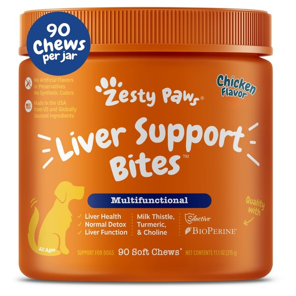 Zesty Paws Liver Support Supplement for Dogs - with Milk