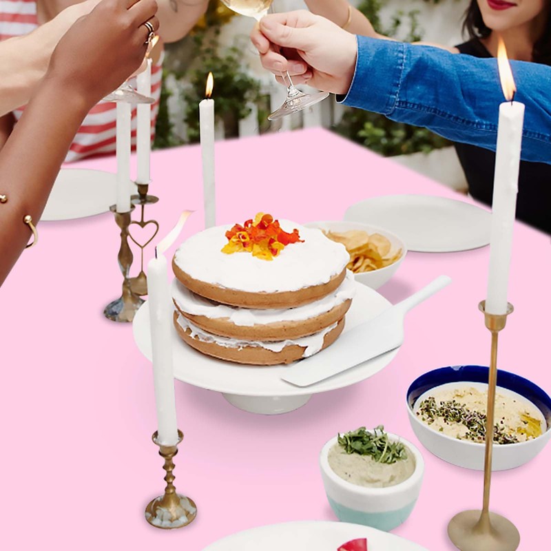 FALIZIFU 2 Pack Light Pink Plastic Tablecloth Disposable Table Covers