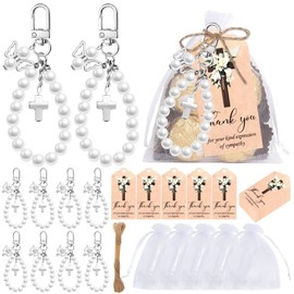 Metacipher 20 Set Funeral Favors for Guests Pearl Angel Keychains