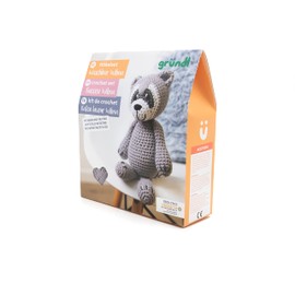 Gründl Wilma Raccoon Crochet Set, 15 cm, 6 Pieces, Creative Set, Crochet, Sewing, Sewing Set, Craft Set