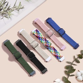 HQzon 2 Pack Stretchy 16mm Braided Nylon Bands Compatible with FITVII HM08/MorePro HM08/Amzhero-Runfit D26/KALINCO Slim Fitness Tracker