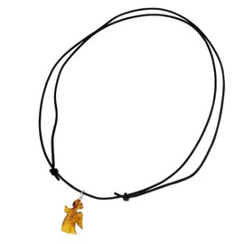 Necklace with pendant – angel – leather cord – amber, amber, Amber