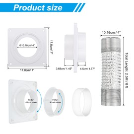 PATIKIL Dryer Vent Connector Kit Fit 4 Inch Ducting, ABS Plastic Dryer Vent Wall Plate with Quick Connect and Disconnect Dryer Dock Connector with 4 Inch 8 Ft Hose for Ventilation System