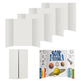 Tri-fold Presentation School Project Display Board,Foldable Poster Board 56 x 35.5 cm, White, Pack of 4