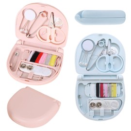 4 Pack Needle and Thread Kit, Portable Mini Sewing Kit, Travel Sewing Set with Scissors, Threads, Needles, Effortless Sew and Mend(Pink, Blue)