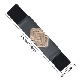 yueton 1PCS Vintage Elastic Waistband Elastic Wide Belt Retro Carved Buckle Waist Seal Retro Elastic Wide Waist Cover for Women Dress Shirt Coat Decoration