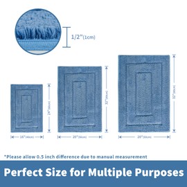 GRANNY SAYS Blue Bathroom Rugs Non Slip, 16" x 24", Bath Rugs for Bathroom, Small Bathroom Rug Washable，Absorbent Bath Mats for Bathroom Floor, Microfiber Bath Mat for Tub, Absorbent Shower Rugs