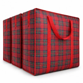 82L Extra Large JUMBO 190 GSM Oxford Fabric Waterproof Storage Bags with Zipper & Strong Handles – Heavy Duty Reusable for Moving, Laundry & Bedding (3 PCS RED)