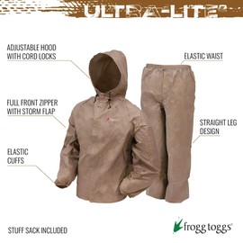 FROGG TOGGS Women's Standard Ultra-Lite2 Waterproof Breathable Rainsuit, Khaki, Small