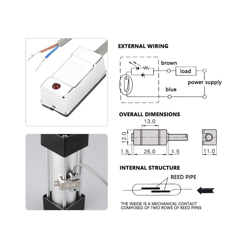 Hilitand Magnetic Sensor Reed Switch for Pneumatic Cylinder, CS1-U, Magnetic