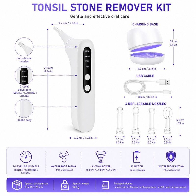 Electric Tonsil Stone Remover for Oral Care – Rechargeable Suction