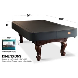 BearCover Heavy Duty Leatherette Billiard Pool Table Cover, Waterproof & Tearproof Covers for Pool Table 7/8/9FT Fitted (8 Feet/ Black)