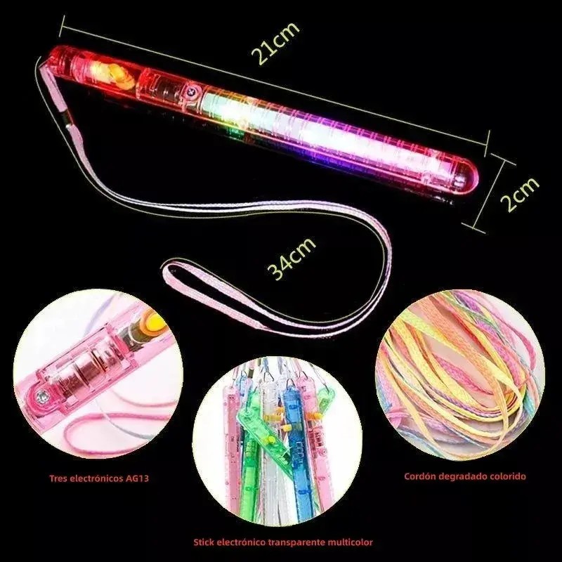 Varita Luz Led 12 Piezas Baston Luminoso Collar
