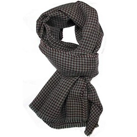 Wool Scarf Women's Winter Scarf Men's Scarf Houndstooth Red Grey 200 x 35 cm Made in Germany, red