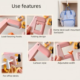 Purse Hook for Table,Portable Duck Shaped Detachable Desk Hook,Foldable and Non-Slip Bag Hanger,3Pcs Pink Black White for School,Office Desk Storage,Organization