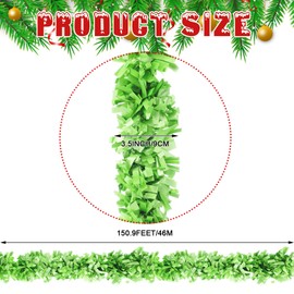 Ceenna 150 Feet Christmas Tinsel Garland Metallic Twist Garland Shiny Hanging String Ornaments for Christmas Tree Party Supplies Indoor and Outdoor Decoration(Fruit Green)