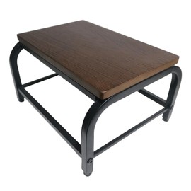 Heavy Duty Step Stool 500 lbs Load Capacity - Dual Anti-Slip Solid Wood & Metal Safety Step, Anthropological Furniture, Ideal for Home/Kitchen/Bedside(Walnut Color, One-Step Stool)