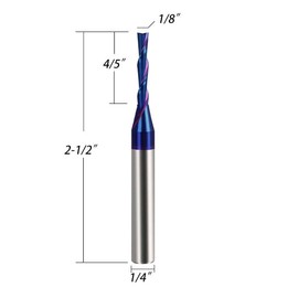 Spiral Router Bits with Up Cut 1/8 inch Cutting, 1/4 inch Shank CNC Bits Solid Carbide End Mill for Wood Cut, 2D & 3D Carving Size : 1/8" X 4/5" X 1/4" X 2 1/2 XUANFENG SFU266