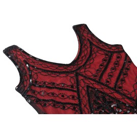 FUNDAISY 20s Flapper Gatsby Sequin Beaded Evening Cocktail Dress with Accessories Set