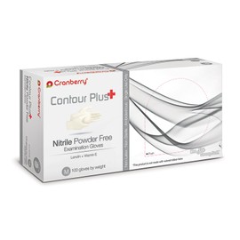 CR3227 Cranberry Contour PLUS Series 3220 Nitrile Powder Free Examination Glove, Pro-White, Medium (Box of 100)
