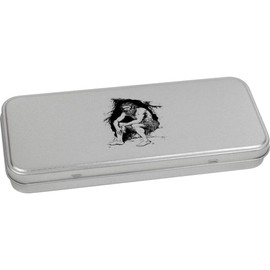 Azeeda 'Caveman Sitting' Metal Hinged Stationery Tin/Storage Box (TT00253063)