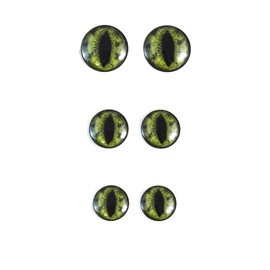 Green Alligator Inspired Glass Eyes Bundle Small Meduim or Large sizes 6mm to 30mm Jewelry Cabochons Art Taxidermy Domed (Medium Bundle)