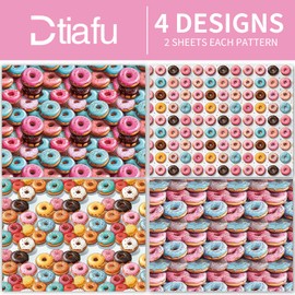 Dtiafu Donut Wrapping Paper for Girls Women Kids Birthday Baby Shower Holiday - 12 Sheets Sweet Doughnut Designs Gift Wrapping - 20inch x 28inch Per Sheet(12 Sheets