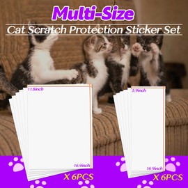 RAINFLOW Cat Scratch Furniture Protector - 12PCS Couch Protector from Cat Claws Transparent Couch Corner Protectors for Cats Heavy-Duty Self-Adhesive Tape No-Residue Easy to Apply 2 Size