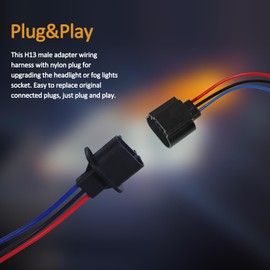 9008 H13 - Conector macho de cable LED para faros antiniebla, retrofit de arnés de cableado de extensión de repuesto para camionetas, camionetas, SUV, más vehículos