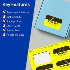 Avery Printable Rectangle Scalloped Labels with Sure Feed Technology, 2" x 3", Neon Yellow Labels, Print-to-The-Edge, Laser/Inkjet, 320 Total, Great for Mailing Labels and Candle Labels