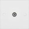 BG Electrical 960-0J Single Co-Axial Socket, White Moulded, Square Edge