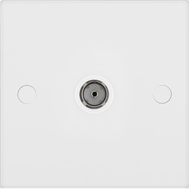 BG Electrical 960-0J Single Co-Axial Socket, White Moulded, Square Edge