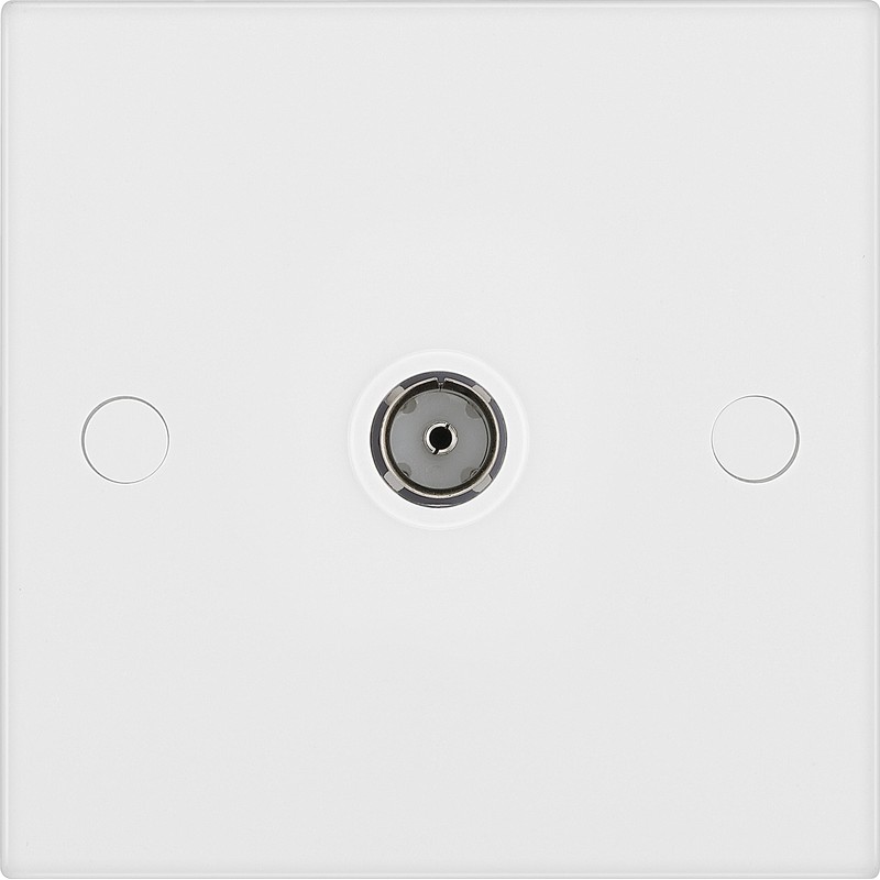 BG Electrical 960-0J Single Co-Axial Socket, White Moulded, Square Edge