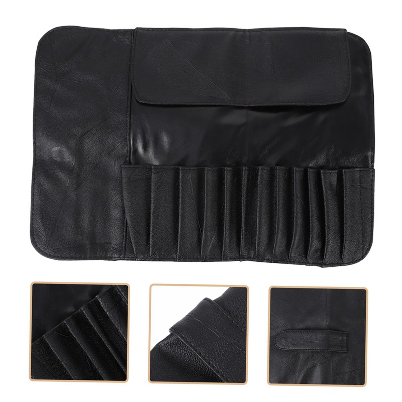 Gatuida Portable Makeup Brush Rolling Case with Elastic Pockets Travel