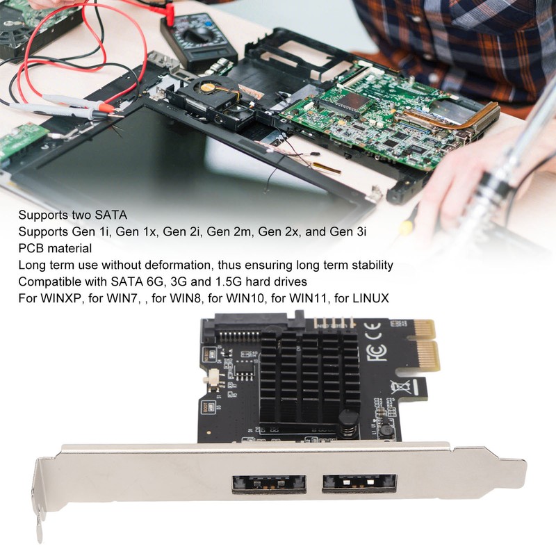 PCIE to Power ESATA Expansion Card 2 Port 6.0Gbps Support