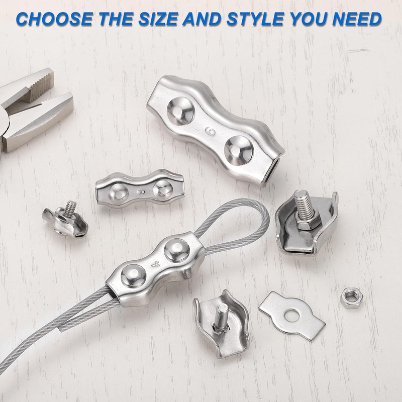 sourcing map M3 304 Stainless Steel Double Wire Rope Clips,