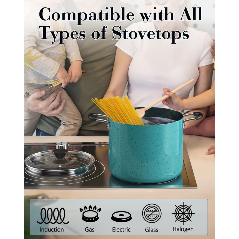 Cook N Home Nonstick Stockpot with Lid 10.5-Qt, Professional Deep