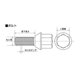 KYO-EI(協永産業) ホイールボルト Bimecc Lug Bolt [ M14XP1.5 ] 60° [ 首下:40mm ] 17HEX [ カラー:ブラック ] C17D40B